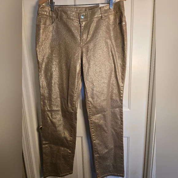 Chico's Platnum Label Gold Shimmer Jeans - Picture 3 of 12